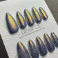 Reusable Golden Serpent Glam Bubble Effect | Premium Press on Nails Gel Hand Painted Pressons Customizable Gel Nail fake nails WM979