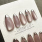 Reusable Metallic Moon Glow French Tip Cat Eye Effect| Premium Press on Nails Gel | Fake Nails | Cute Fun Colorful Gel Nail faux nails WM980