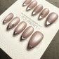 Reusable Metallic Moon Glow French Tip Cat Eye Effect| Premium Press on Nails Gel | Fake Nails | Cute Fun Colorful Gel Nail faux nails WM980