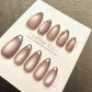 Reusable Metallic Moon Glow French Tip Cat Eye Effect| Premium Press on Nails Gel | Fake Nails | Cute Fun Colorful Gel Nail faux nails WM980