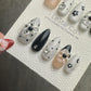 Reusable Black Daisy Glam French Tip| Premium Press on Nails Gel | Fake Nails | Cute Fun Colorful Gel Nail faux nails WM981