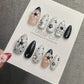 Reusable Black Daisy Glam French Tip| Premium Press on Nails Gel | Fake Nails | Cute Fun Colorful Gel Nail faux nails WM981