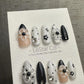 Reusable Black Daisy Glam French Tip| Premium Press on Nails Gel | Fake Nails | Cute Fun Colorful Gel Nail faux nails WM981