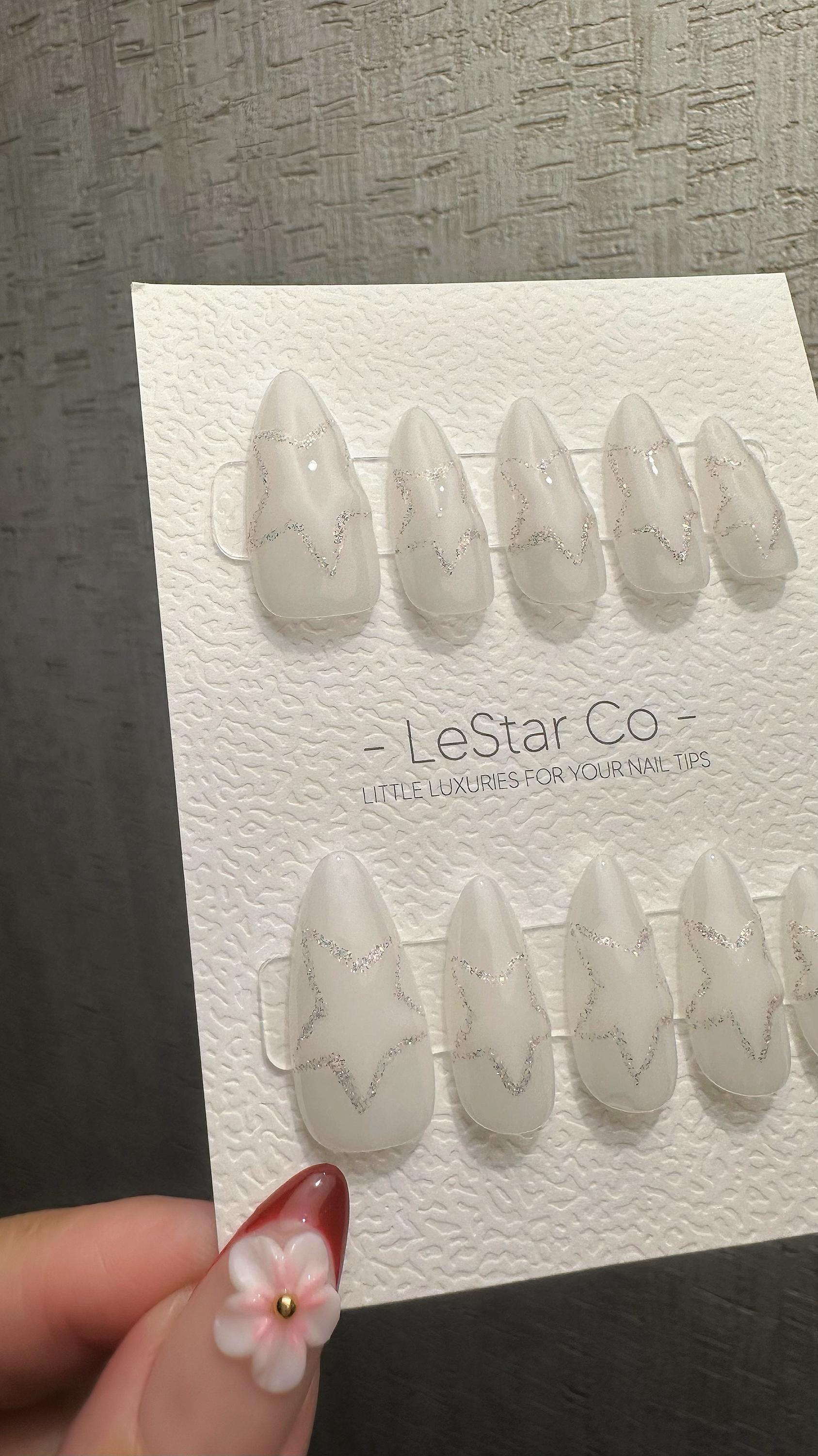 Reusable Crystal Star Sparkle | Premium Press on Nails Gel | Fake Nails | Cute Fun Colorful Gel Nail faux nails WM983