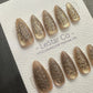 Reusable Golden Bubble Glow Cat Eyt Effect | Premium Press on Nails Gel | Fake Nails | Cute Fun Colorful Gel Nail faux nails WM985
