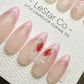 Reusable Strawberry Blossom Pink French Tip | Premium Press on Nails Gel Hand Painted Pressons Customizable Gel Nail fake nails WM951