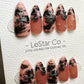 Reusable Marble Midnight Cross French Tip | Premium Press on Nails Gel Hand Painted Pressons Customizable Gel Nail fake nails WM952