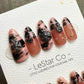 Reusable Marble Midnight Cross French Tip | Premium Press on Nails Gel Hand Painted Pressons Customizable Gel Nail fake nails WM952