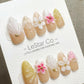 Reusable Nude Petal Serenity 3D Effect | Premium Press on Nails Gel Hand Painted Pressons Customizable Gel Nail Artist faux nails WM953