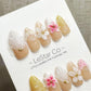 Reusable Nude Petal Serenity 3D Effect | Premium Press on Nails Gel Hand Painted Pressons Customizable Gel Nail Artist faux nails WM953