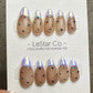 Reusable Iridescent Jewel Glow French Tip | Premium Press on Nails Gel Hand Painted Pressons Customizable Gel Nail Artist faux nails QN954