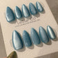 Reusable Celestiall Glow Blue Cat Eye Effect | Nails Premium Press on Nails Gel Manicure Handprint Pressons Handmade | Lestarco nails WM994