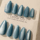 Reusable Celestiall Glow Blue Cat Eye Effect | Nails Premium Press on Nails Gel Manicure Handprint Pressons Handmade | Lestarco nails WM994