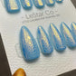 Reusable Blue Lagoon Sparkle | Premium Press on Nails Gel Hand Painted Pressons Customizable Gel Nail Artist fake nails WM990