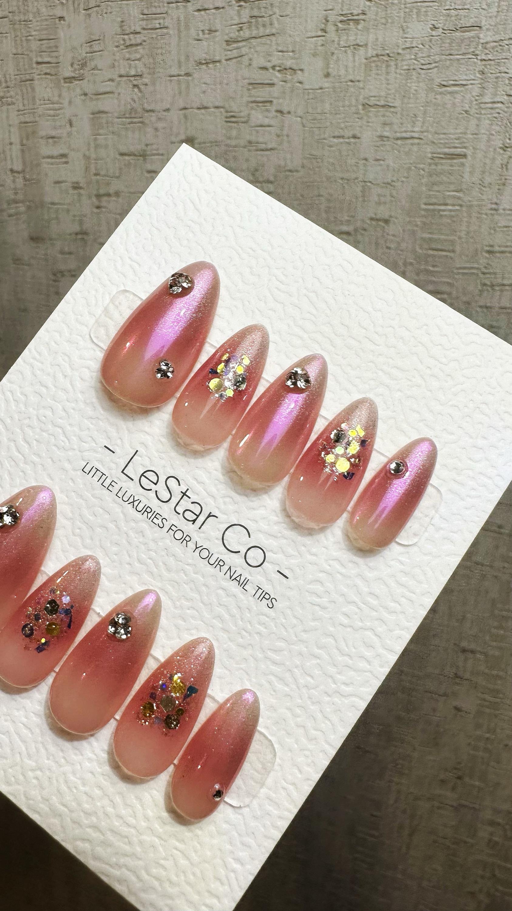Reusable Aurora Kiss | Premium Handmade Press on Nails Gel | Fake Nails | Cute Fun Colorful Gel Nail Artist faux nails QN957