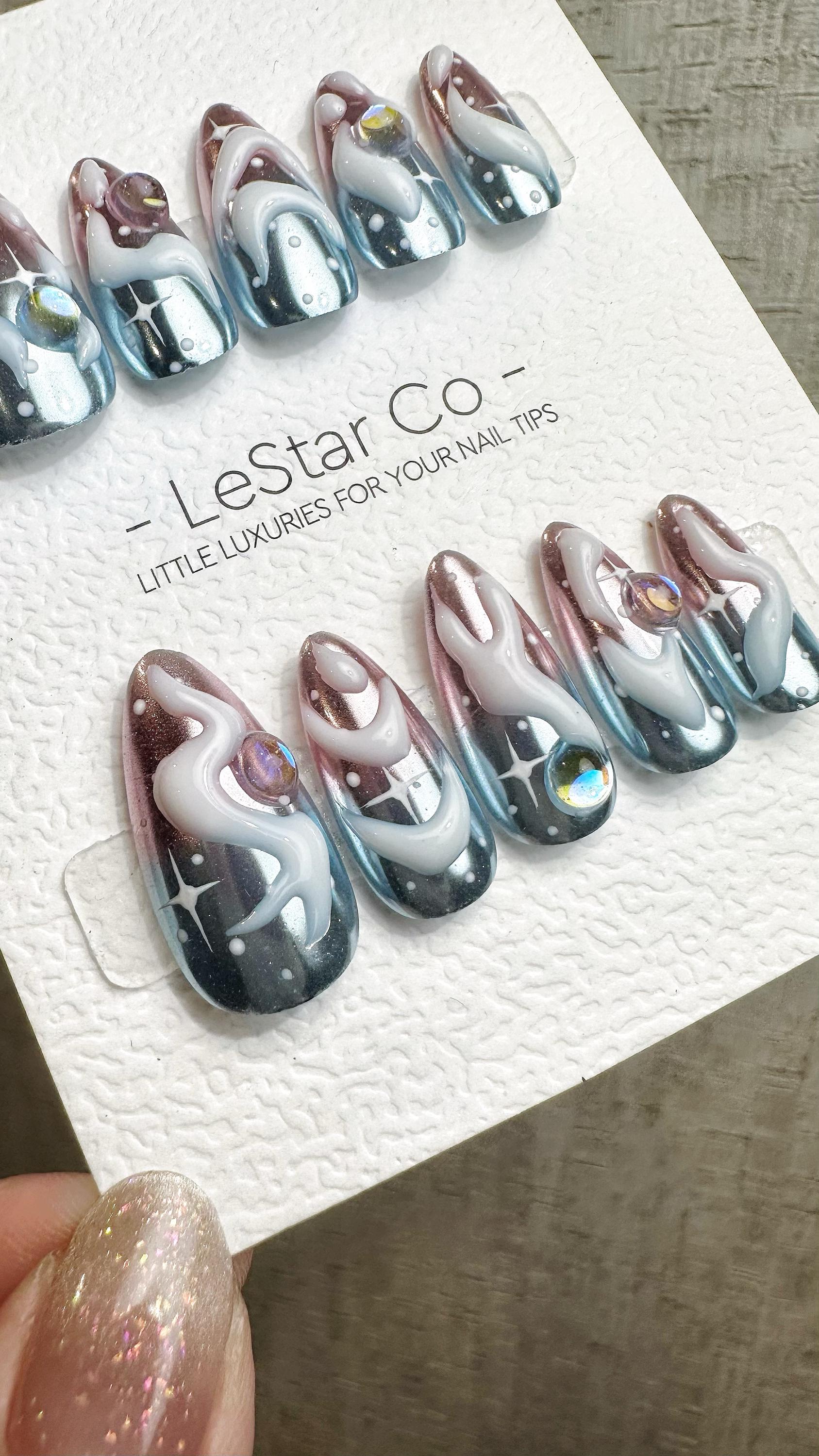 Reusable Cosmic Drip| Premium Press on Nails Gel | Fake Nails | Cute Fun Colorful Gel Nail Artist faux nails QN958