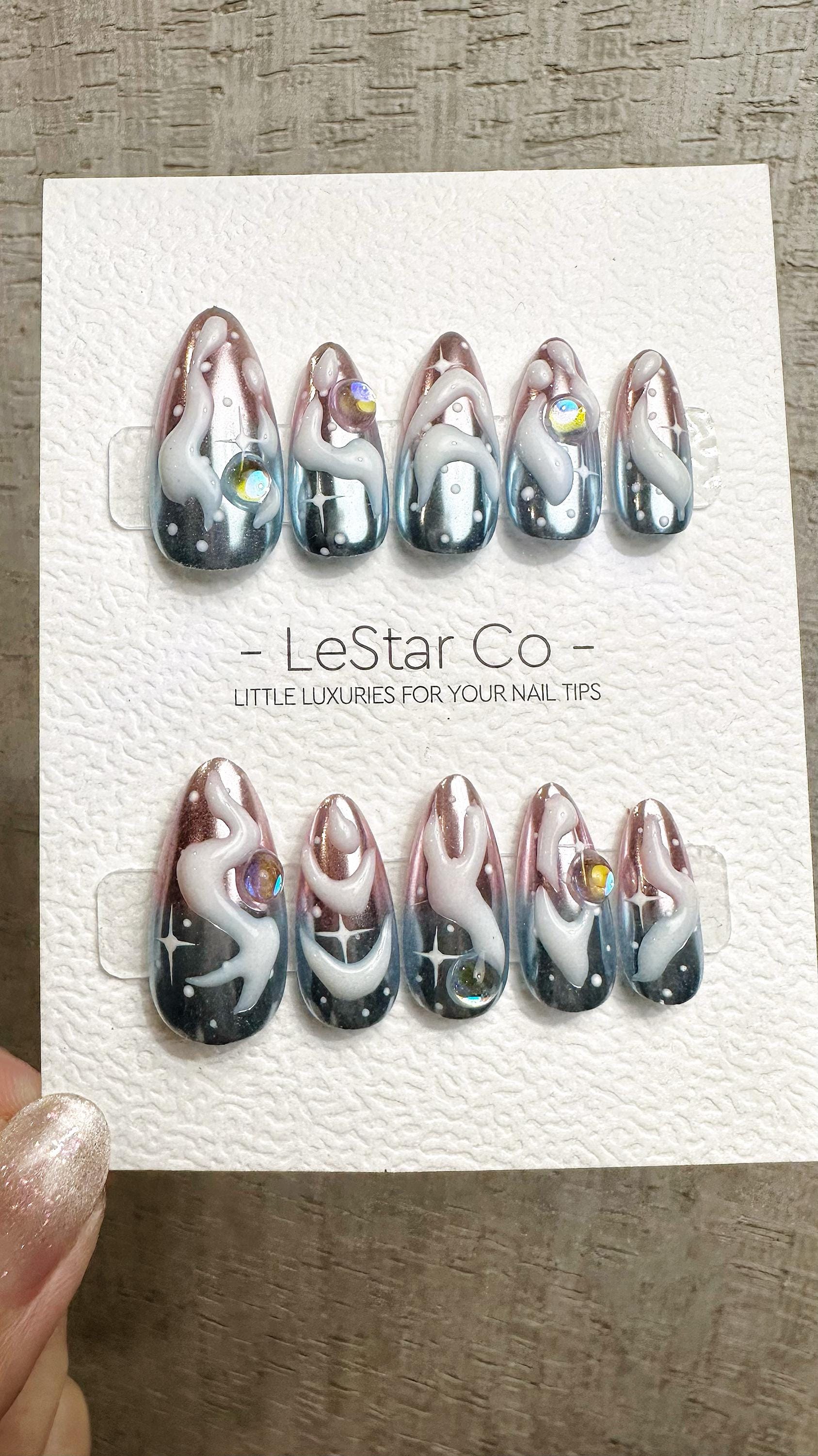 Reusable Cosmic Drip| Premium Press on Nails Gel | Fake Nails | Cute Fun Colorful Gel Nail Artist faux nails QN958