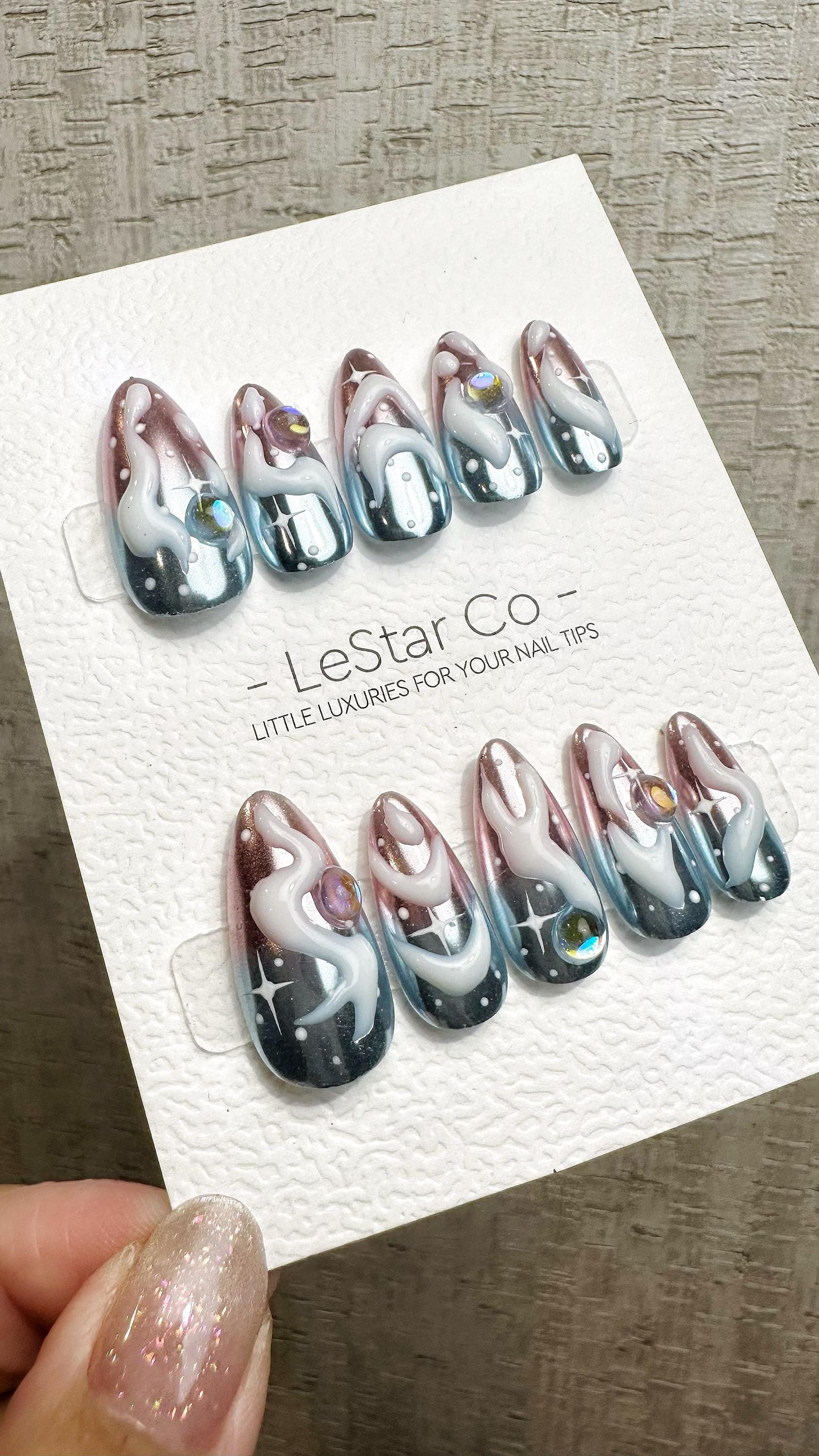 Reusable Cosmic Drip| Premium Press on Nails Gel | Fake Nails | Cute Fun Colorful Gel Nail Artist faux nails QN958