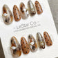 Reusable Caramel Luxe| Premium Press on Nails Gel | Fake Nails | Cute Fun Colorful Gel Nail Artist faux nails QN959
