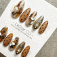 Reusable Caramel Luxe| Premium Press on Nails Gel | Fake Nails | Cute Fun Colorful Gel Nail Artist faux nails QN959