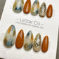 Reusable Terracotta Sky Fusion | Premium Press on Nails Gel Hand Painted Pressons Customizable Gel Nail faux nails QN965