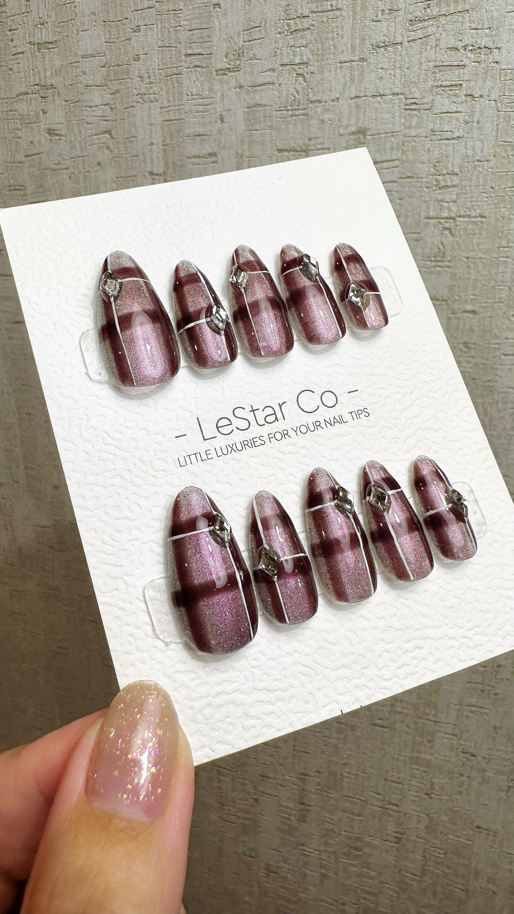 Reusable Gilded Berry Spark | Premium Press on Nails Gel | Fake Nails | Cute Fun Colorful Gel Nail Artist faux nails QN966