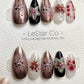 Reusable Rose Gold Floral 3D Pop | Premium Handmade Press on Nails Gel | Fake Nails | Cute Fun Colorful Gel Nail Artist faux nails QN971