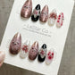 Reusable Rose Gold Floral 3D Pop | Premium Handmade Press on Nails Gel | Fake Nails | Cute Fun Colorful Gel Nail Artist faux nails QN971