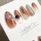 Reusable Peach Marble Glow | Premium Handmade Press on Nails Gel Hand Painted Pressons Customizable Gel Nail Artist faux nails QN972