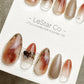 Reusable Peach Marble Glow | Premium Handmade Press on Nails Gel Hand Painted Pressons Customizable Gel Nail Artist faux nails QN972