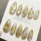 Reusable Golden Shards | Premium Handmade Press on Nails Gel | Fake Nails | Cute Fun Colorful Gel Nail Artist faux nails WM976