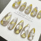 Reusable Golden Shards | Premium Handmade Press on Nails Gel | Fake Nails | Cute Fun Colorful Gel Nail Artist faux nails WM976