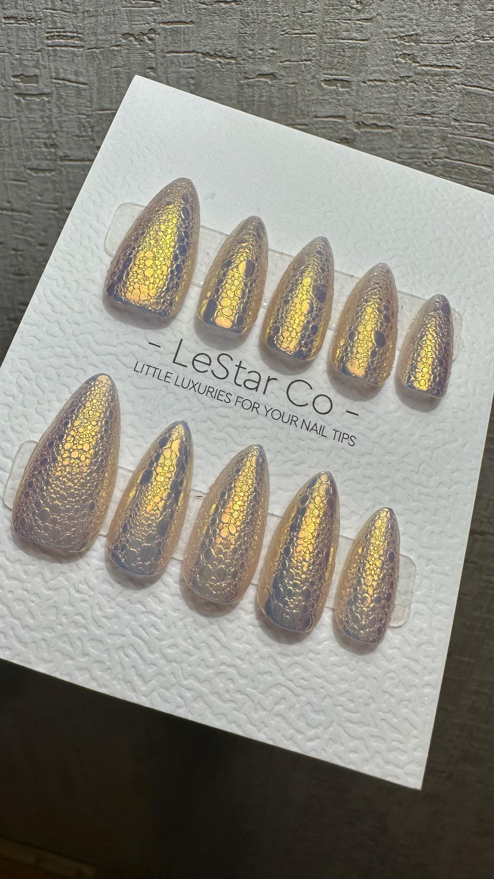 Reusable Sunset Mirage Bubble Effect | Premium Press on Nails Gel Hand Painted Pressons Customizable Gel Nail fake nails WM978