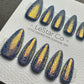 Reusable Golden Serpent Glam Bubble Effect | Premium Press on Nails Gel Hand Painted Pressons Customizable Gel Nail fake nails WM979