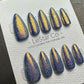 Reusable Golden Serpent Glam Bubble Effect | Premium Press on Nails Gel Hand Painted Pressons Customizable Gel Nail fake nails WM979