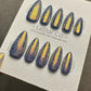 Reusable Golden Serpent Glam Bubble Effect | Premium Press on Nails Gel Hand Painted Pressons Customizable Gel Nail fake nails WM979