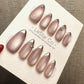 Reusable Metallic Moon Glow French Tip Cat Eye Effect| Premium Press on Nails Gel | Fake Nails | Cute Fun Colorful Gel Nail faux nails WM980
