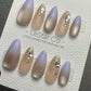Reusable Nude Lilac Glow Cat Eye Effect| Premium Press on Nails Gel | Fake Nails | Cute Fun Colorful Gel Nail faux nails WM984