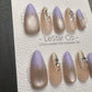 Reusable Nude Lilac Glow Cat Eye Effect| Premium Press on Nails Gel | Fake Nails | Cute Fun Colorful Gel Nail faux nails WM984