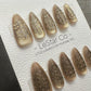 Reusable Golden Bubble Glow Cat Eyt Effect | Premium Press on Nails Gel | Fake Nails | Cute Fun Colorful Gel Nail faux nails WM985