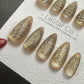 Reusable Golden Bubble Glow Cat Eyt Effect | Premium Press on Nails Gel | Fake Nails | Cute Fun Colorful Gel Nail faux nails WM985