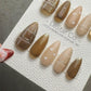 Reusable Toffee Heart Charm Cat Eye Effect| Premium Press on Nails Gel | Fake Nails | Cute Fun Colorful Gel Nail faux nails WM986