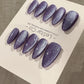 Reusable Cosmic Lavender Cat Eye Effect | Nails Premium Press on Nails Gel Manicure Handprint Pressons Handmade | Lestarco nails WM989