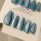 Reusable Celestiall Glow Blue Cat Eye Effect | Nails Premium Press on Nails Gel Manicure Handprint Pressons Handmade | Lestarco nails WM994