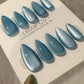 Reusable Celestiall Glow Blue Cat Eye Effect | Nails Premium Press on Nails Gel Manicure Handprint Pressons Handmade | Lestarco nails WM994