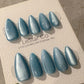 Reusable Celestiall Glow Blue Cat Eye Effect | Nails Premium Press on Nails Gel Manicure Handprint Pressons Handmade | Lestarco nails WM994