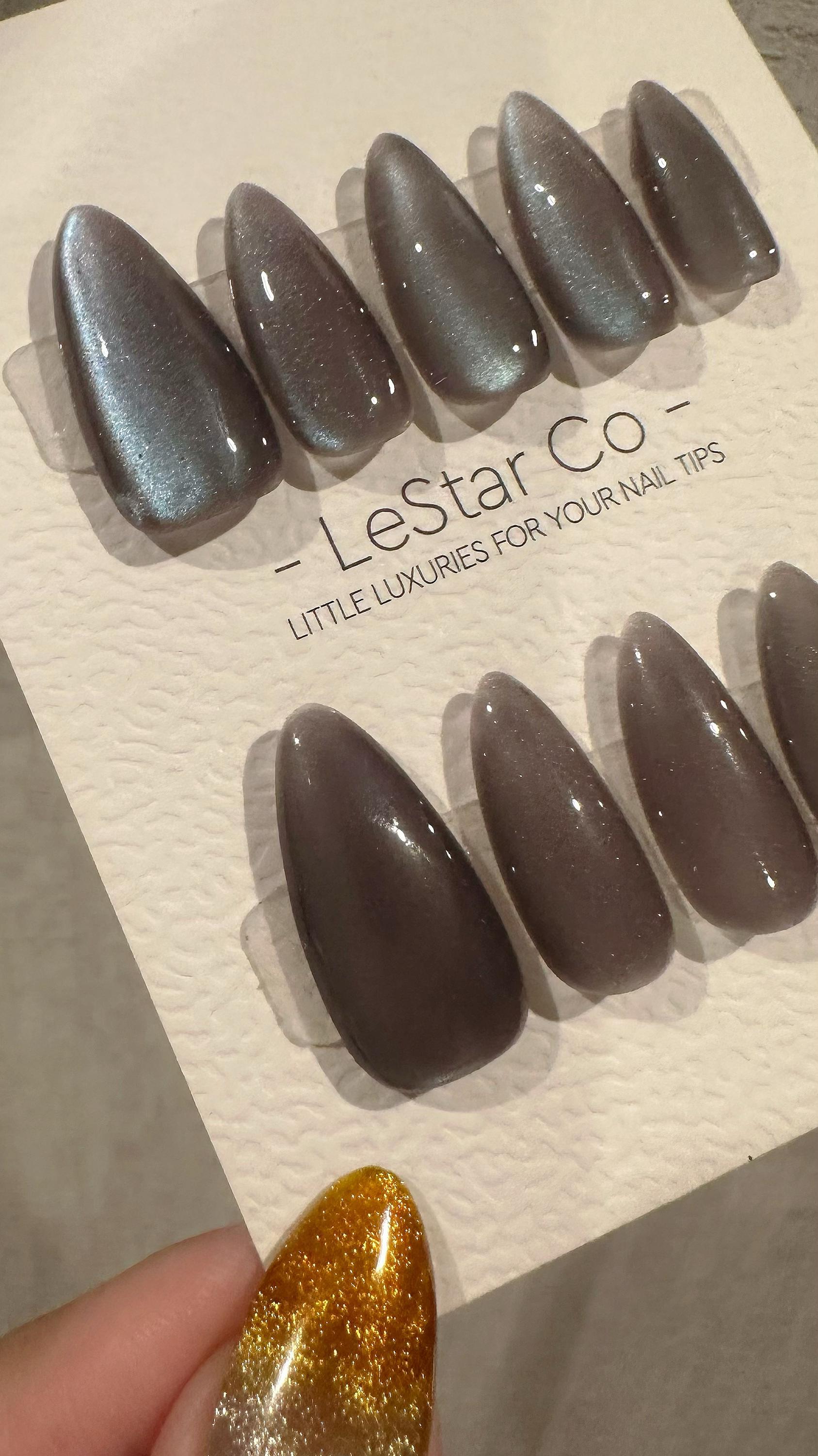 Reusable Frosted Azure Purple Cat Eye Effect | Nails Premium Press on Nails Gel Manicure Handprint Pressons Handmade | Lestarco nails WM992