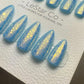 Reusable Blue Lagoon Sparkle | Premium Press on Nails Gel Hand Painted Pressons Customizable Gel Nail Artist fake nails WM990