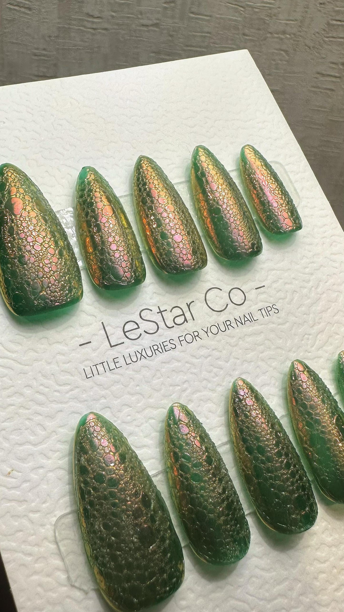 Reusable Enchanted Forest Envy | Premium Press on Nails Gel Hand Painted Pressons Customizable Gel Nail Artist fake nails WM991