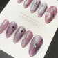 Reusable Purple Stardust Cat Eye Effect | Premium Press on Nails Gel Hand Painted Pressons Customizable Gel Nail Artist faux nails TMR997